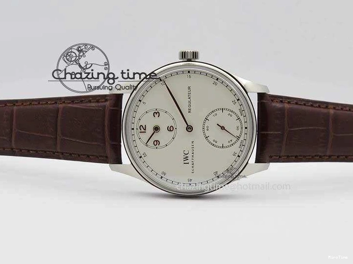 MIROTIME 0507 Sustainable Portuguese IW5444 SS White Dial RG Numbers On Brown Leather Strap A 7256